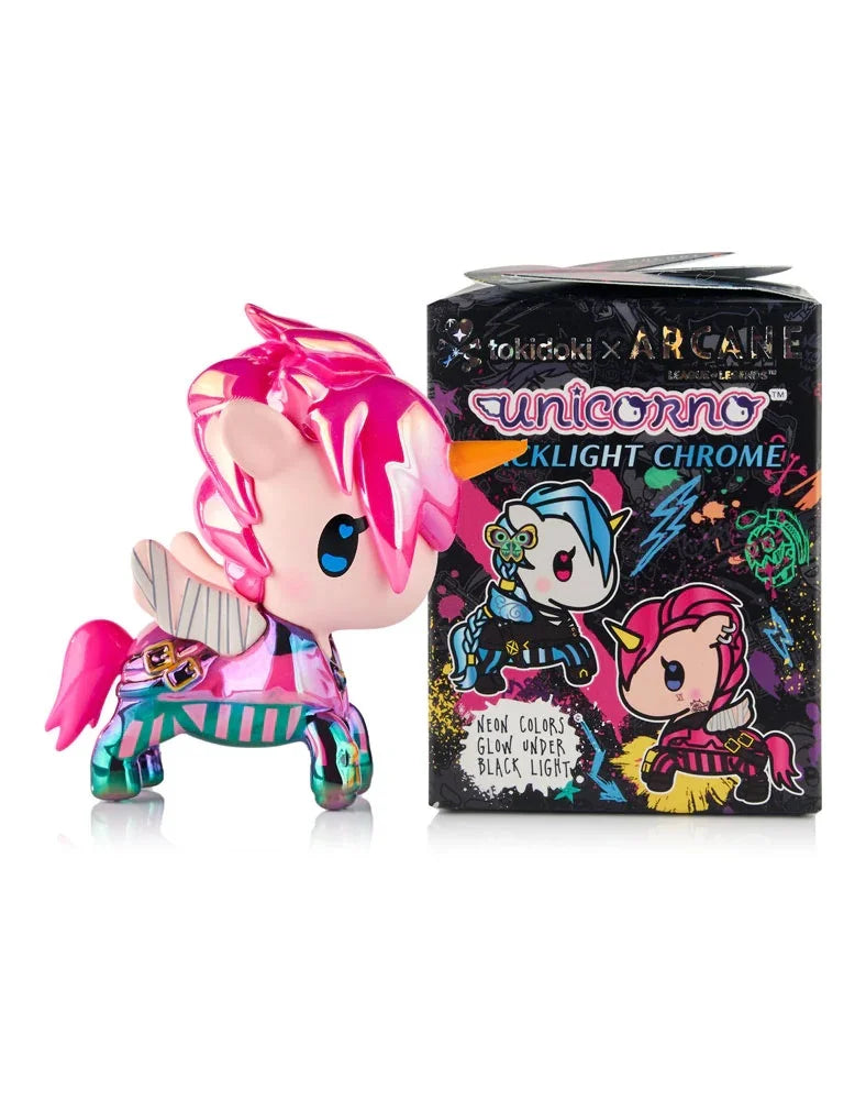 tokidoki x ARCANE Unicorno Black Light Chrome Vi Figurine with Box